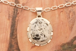 Genuine White Buffalo Turquoise Sterling Silver Pendant